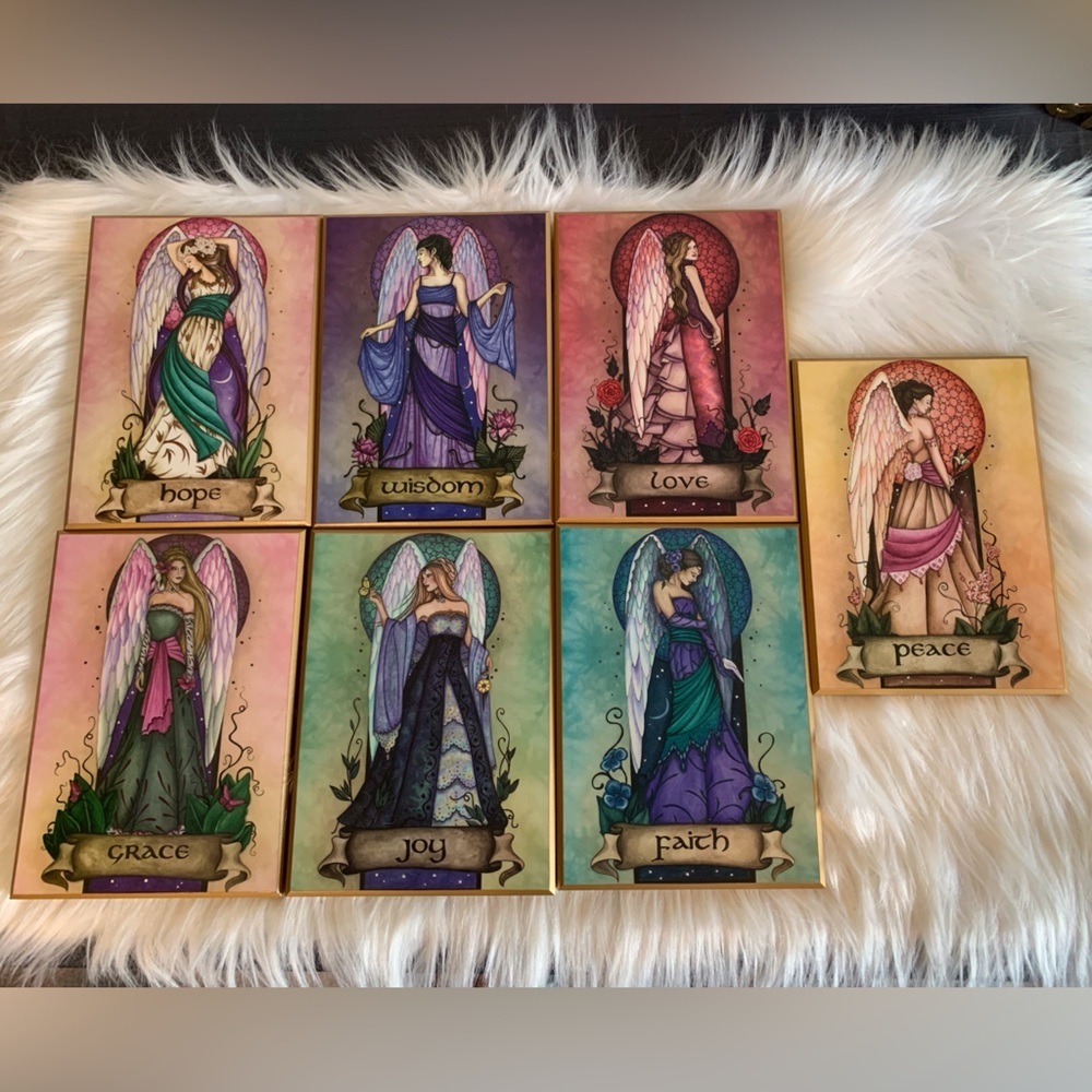 (200)Set of 7 Angelic Art Plaques